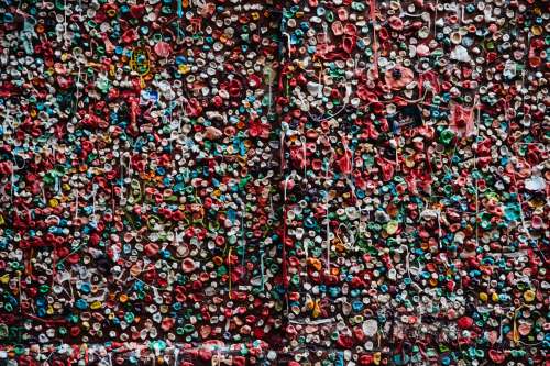 Wall Covered In Chewing Gum Photo