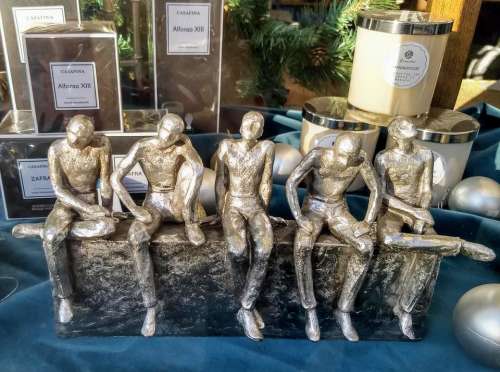 5 thinkers silver men shop display sculpture metal
