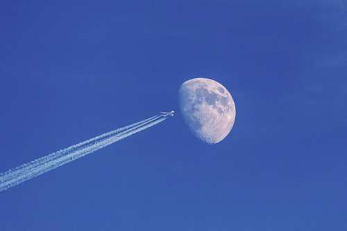 moon plane airplane aircraft sky