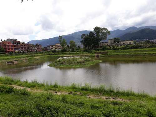Lake pond water town Nepal