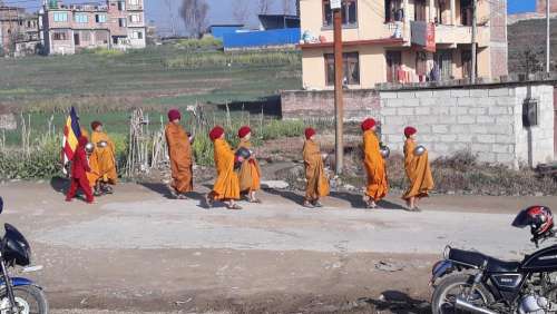 Nepal Asia monks people street