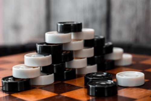 checkers stacked game pastime amusement