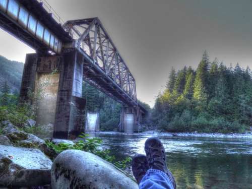 Trestle bridge river country relaxation
