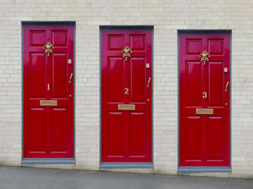 red door doorway three descending order
