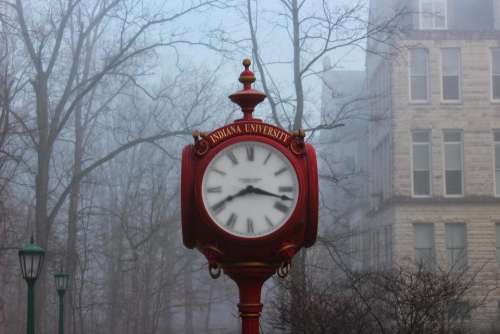 time clock pedestal mist foggy