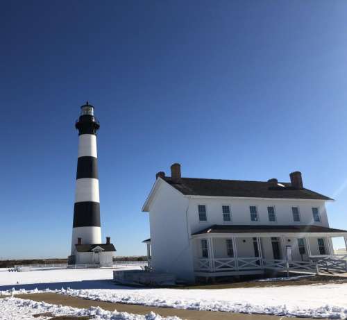 Lighthouse winter house Bodie Island  