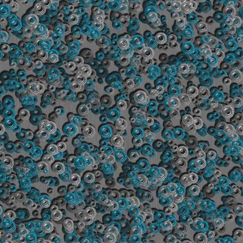 Blue stainless steel washers gray background circles