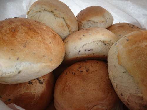 bread rolls baking lavender herbs