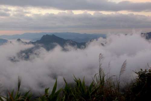 Mountain mountains clouds surreal scenic