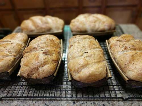 bread loaf baked food