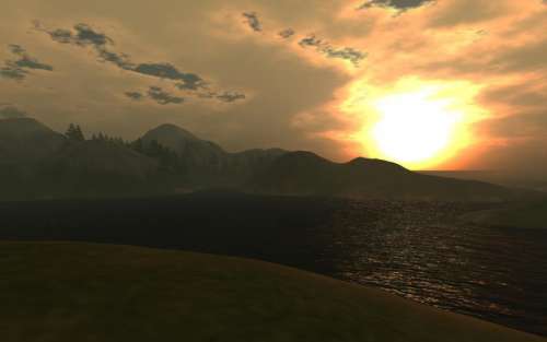 virtual world sunrise DigiWorldZ MUVE mountains
