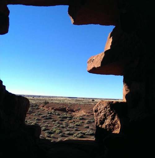 Wupatki National Monument window ruins orange sky