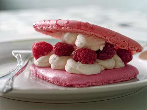 food cake raspberry macaroon French cake French pastry