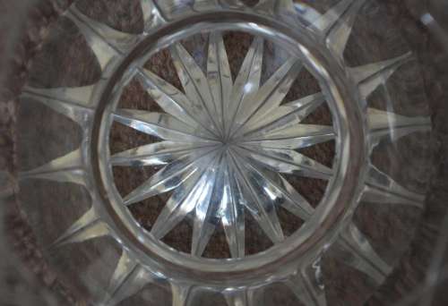 Glass vase base star cut crystal