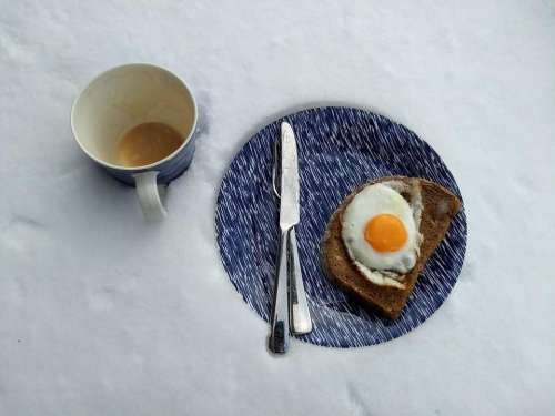 breakfast snow egg coffee winter