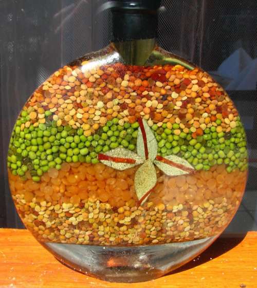 jar seeds glass layers multicolor