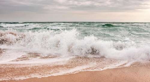 wave sea beach storm weather