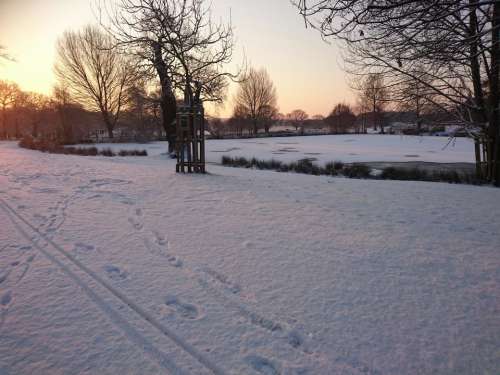 snow winter sunrise London nature