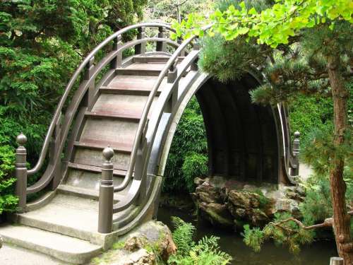 Japan Japanese bridge garden green