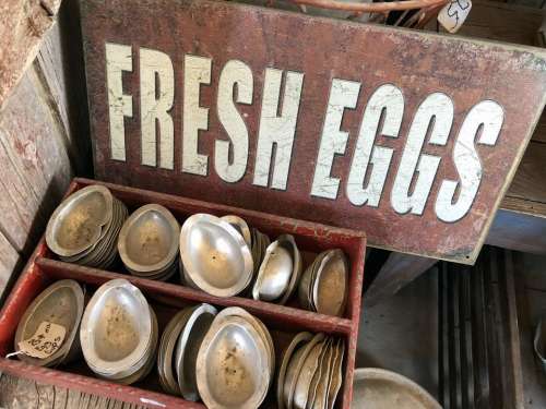 eggs sign antique vintage wooden