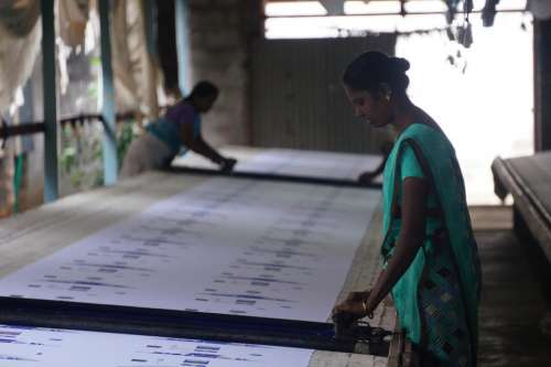 India people silkscreen printing wallpaper