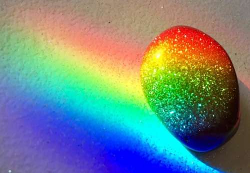 gem rainbow refracted   light semi precious