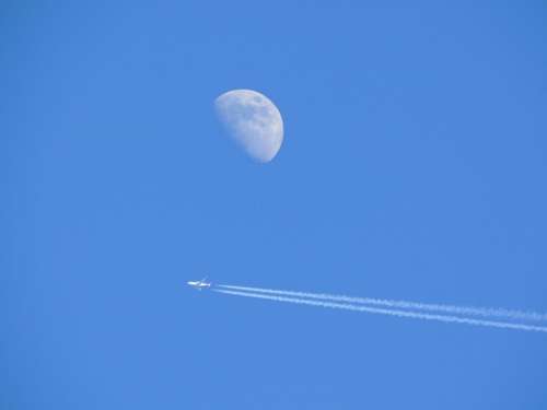 Jet airplane moon lunar