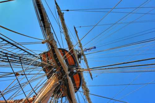 boat ship tall ship rigging ropes
