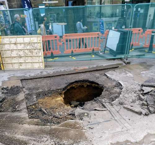 road works subsidence hole street road repairs