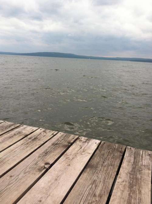 Dock wood wood planks lake water 