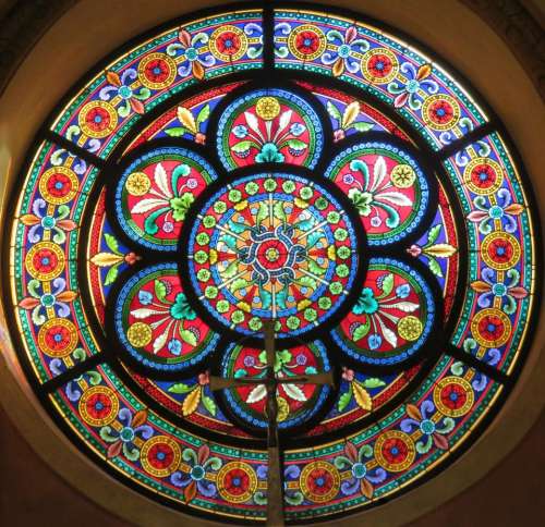 stained glass church round circular design