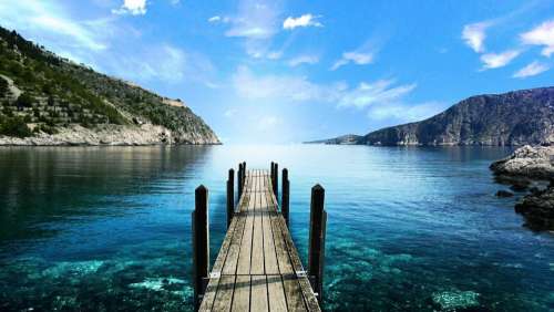 Dock pier planks water lake