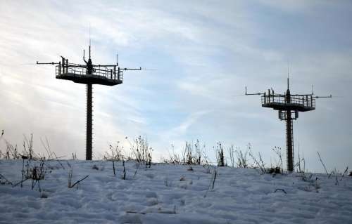 winter antenna landscape snow sky