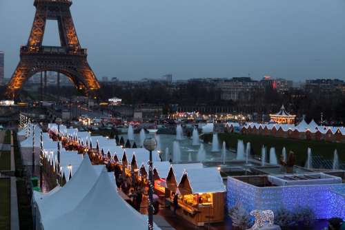 Christmas season Eiffel tower Paris France season.