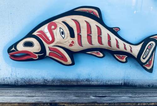 native american fish salmon totem 
