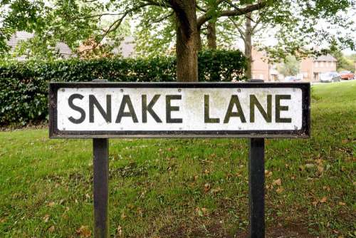 snake lane road sign name