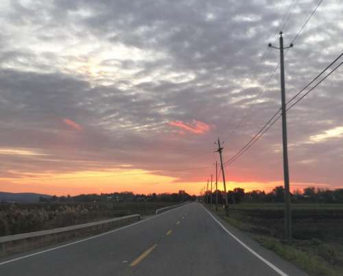 Sunset sunrise driving road rural