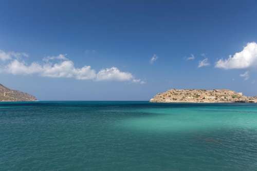 Crete Greek Spinalonga beach blue