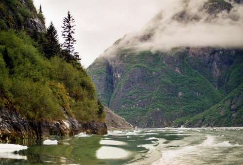 Alaska mountains hills water scene