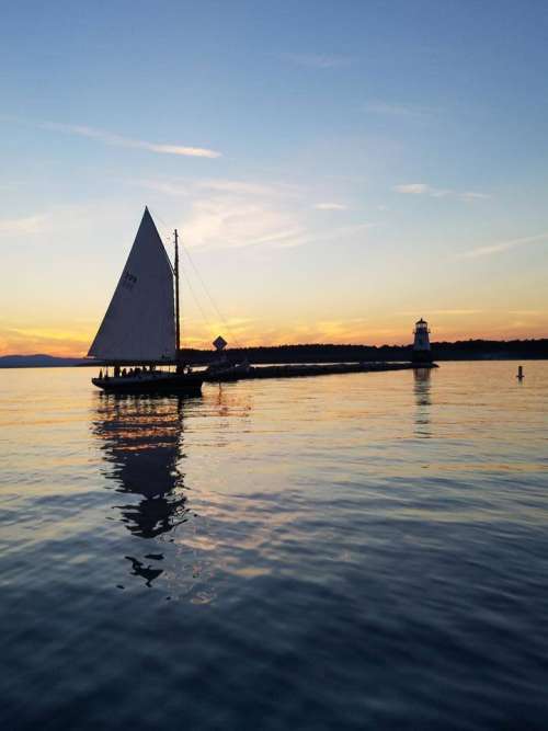 Sailing sailboat sunset lake lake Champlian