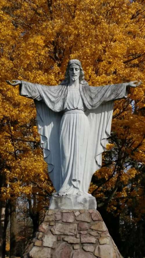 Autumn statue religion Christianity worship