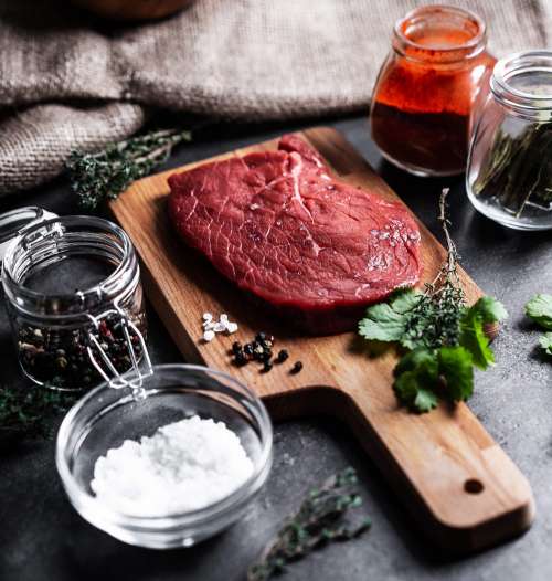 Preparing Beef Steak Close Up