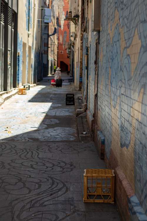 Alley Graffiti Blue Person Urban Street City