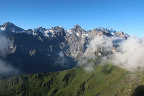 Alps Mürren Switzerland Gimmelwald Mountain Peak