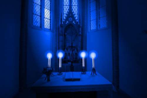 Altar Candles Light Blue Faith Hope Church