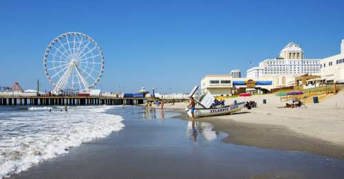 Atlantic City Beach Ocean Waves Water Pier Travel