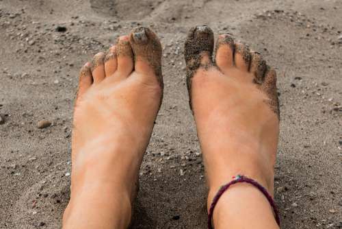 Beach Sandy Feet Bare Foot Sand Woman Tan
