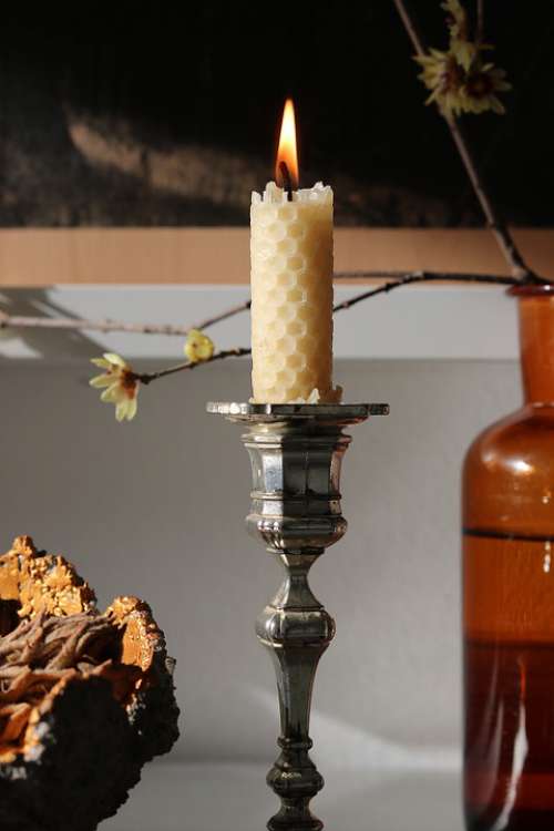 Beeswax Candle Decoration Winter Flame Cozy Light