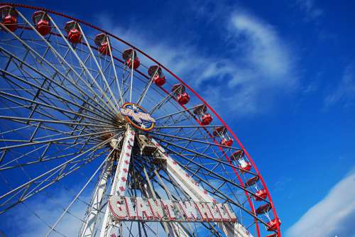 Big Wheel Giant Wheel Ferris Blue Sky Clouds Fair