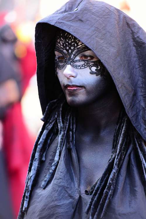 Black Cape Hoodie Mask Eyes Festival